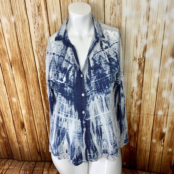 Cloth and Stone Tops - Cloth and Stone Top Button Up Blouse Acid Wash Sm